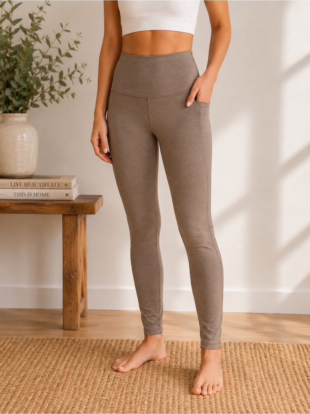 Athleta High Rise Leggings Taupe Brown | XXS | Excellent Pre-Owned Condition